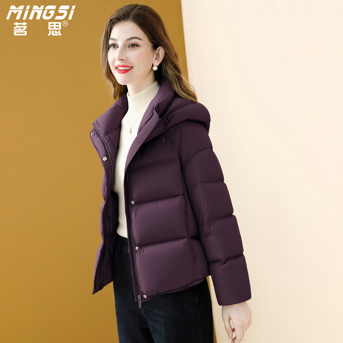 小个子连帽90鸭绒保暖羽绒服女