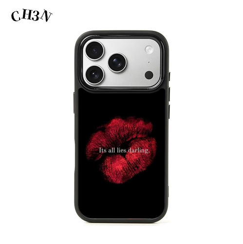 CH3N·谎言iPhone17promax艺术感手机壳16简约黑框唇印不撞款15苹果保护套复古小众14个性欧美防摔手机保护壳