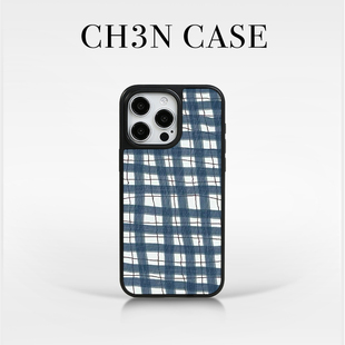CH3N·原创做旧格子适用苹果17/16promax复古手机壳iPhone15小众高级保护壳14欧美风13/12艺术感11个性保护套
