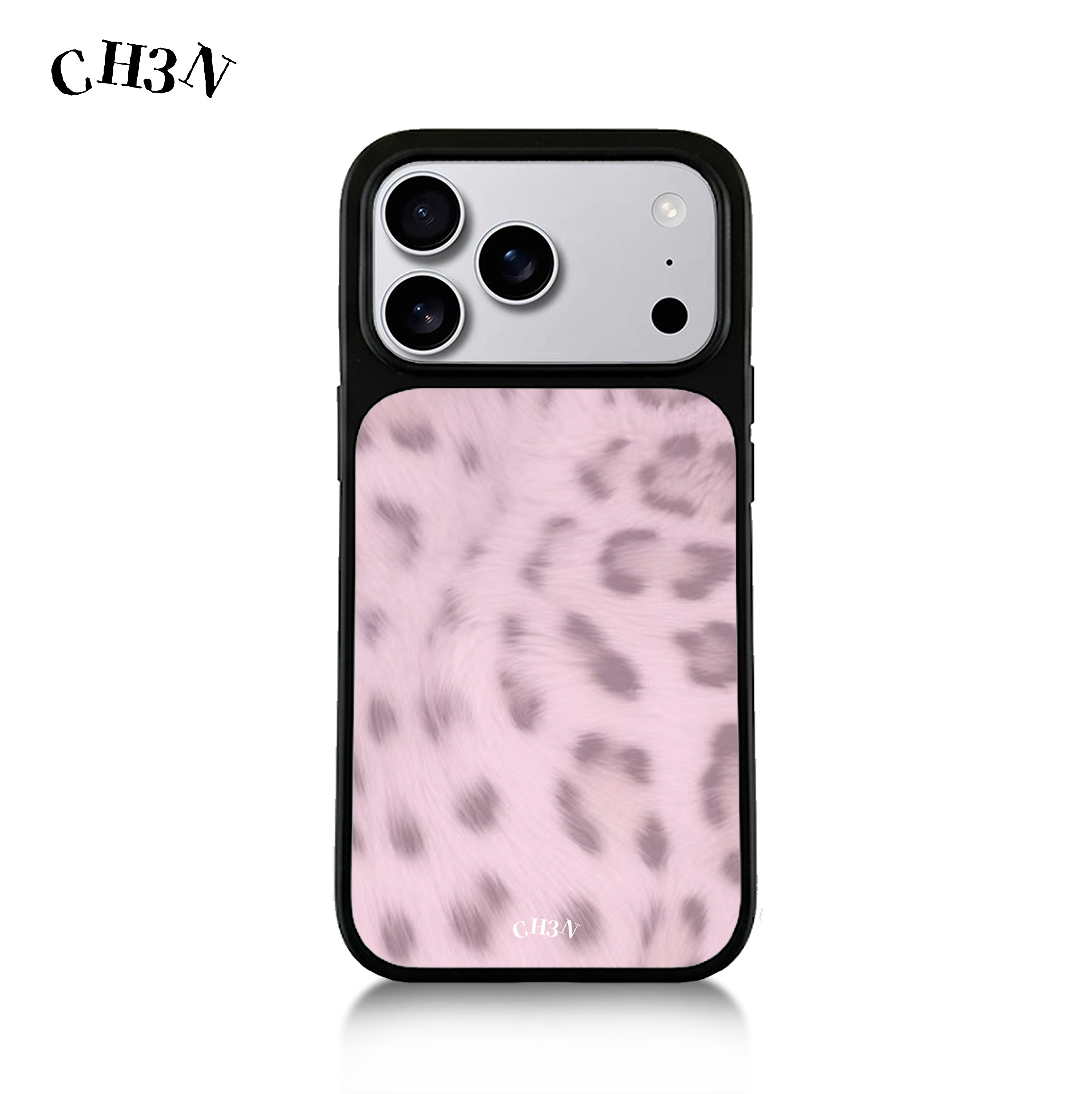 CH3N·粉色豹纹适用iphone17promax/16手机壳15plus黑框复古欧美14不撞款艺术小众13苹果艺术手机防摔保护壳 - 实物图