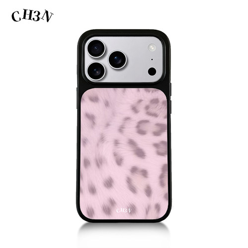 CH3N·粉色豹纹适用iphone17promax/16手机壳15plus黑框复古欧美14不撞款艺术小众13苹果艺术手机防摔保护壳