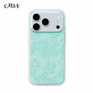 CH3N·薄荷绿蕾丝苹果17promax/16pro手机壳简约iPhone15软边亚克力肤感透明小众个性ins夏手机壳防摔保护壳