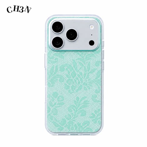 CH3N·薄荷绿蕾丝苹果17promax/16pro手机壳简约iPhone15软边亚克力肤感透明小众个性ins夏手机壳防摔保护壳