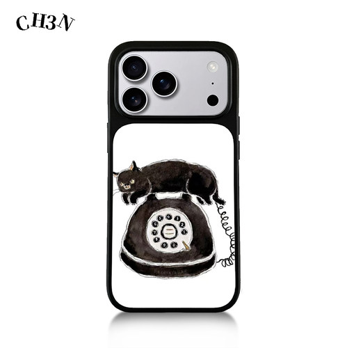 CH3N·猫猫座机适用iphone17promax/16手机壳15plus黑框复古简约14艺术小众13苹果个性12/11手机防摔保护壳