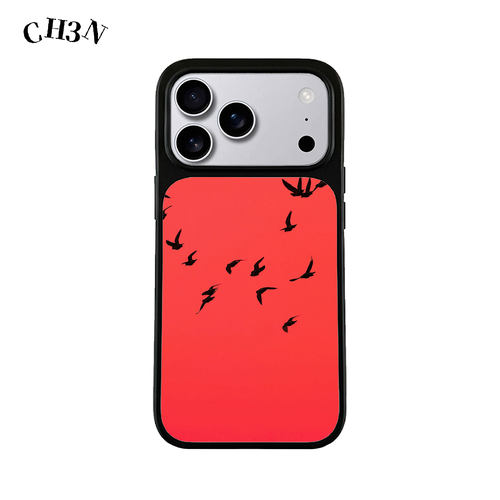 CH3N·红暮飞鸟适用iphone17promax/16手机壳15plus黑框复古简约14艺术小众13苹果个性12/11手机防摔保护壳