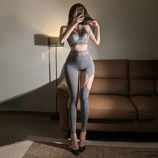 火力全开】露出任务运动健身瑜伽裤套装含钢圈棉垫纯欲背心蕾丝女