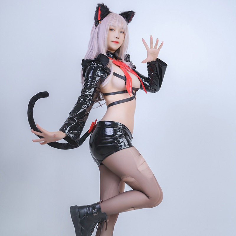 性感可爱镂空诱惑女仆漆皮家居服