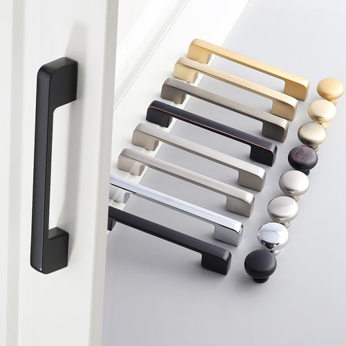 凯瑞蒂现代简约美式黑色抽屉橱柜衣柜鞋柜锌合金拉手单孔门把手