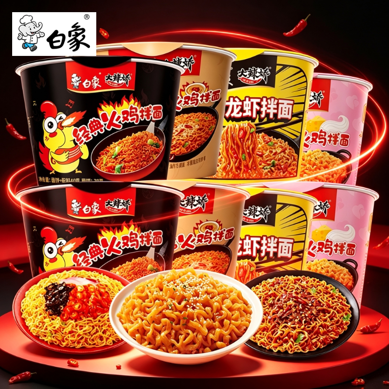 白象迷你12杯经典火鸡拌面方便面大辣娇小桶装干拌面宵夜速食国产										