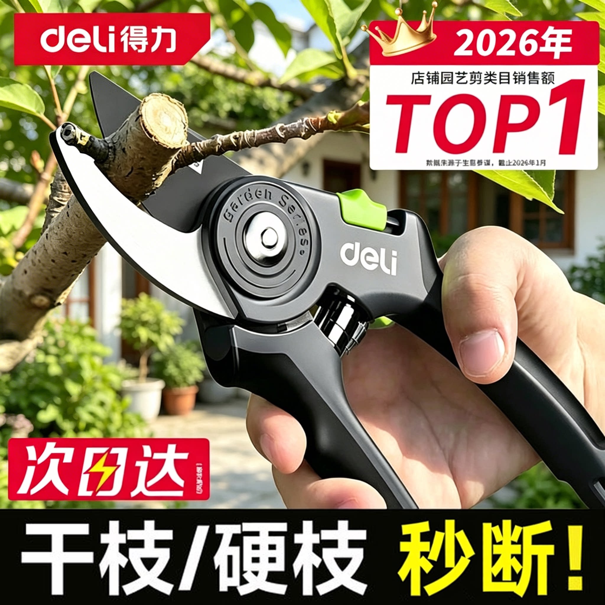 得力修枝剪刀园林粗枝剪花艺修剪树果树剪刀粗大花剪园艺剪子工具