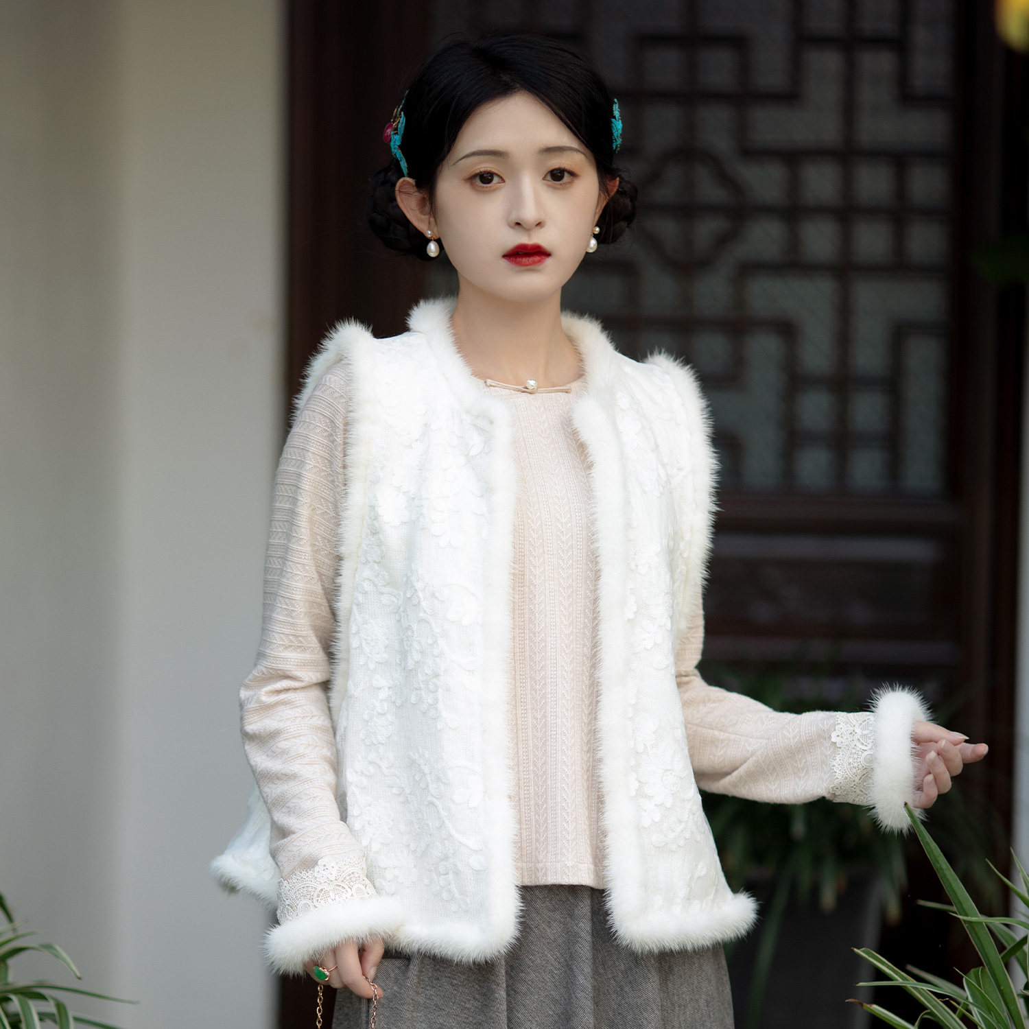 玉柳绵丨一城风絮丨绣花保暖马夹