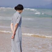 旗袍改良版 南蒲 显瘦格子短袖 民国风复古年轻款 连衣裙 一城风絮