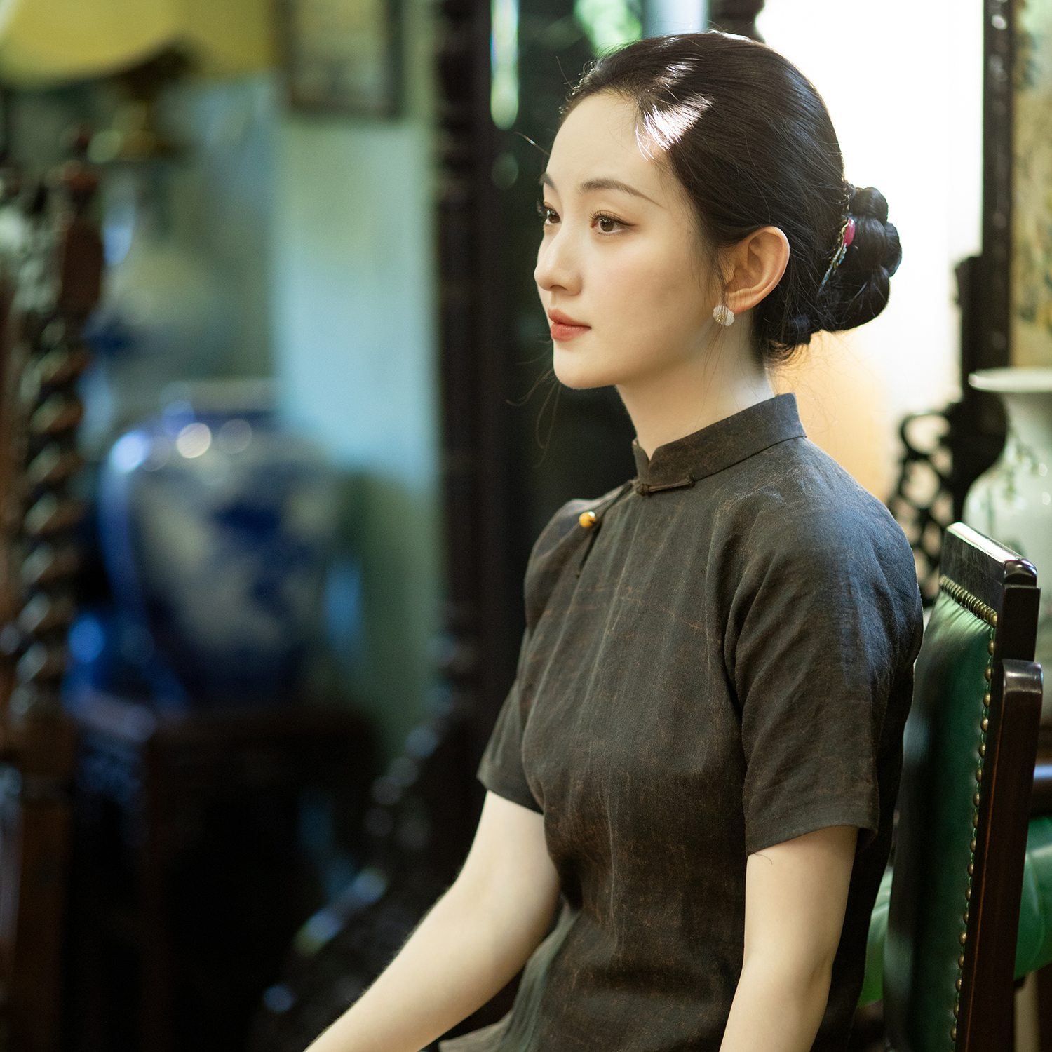 古卷玉沉丨一城风絮丨香云纱旗袍