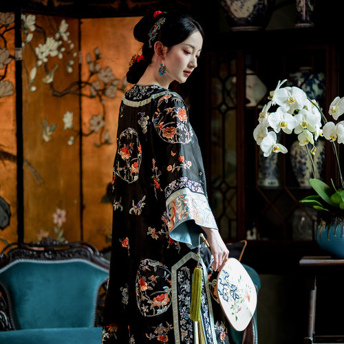 经年画扇丨一城风絮丨真丝袍褂