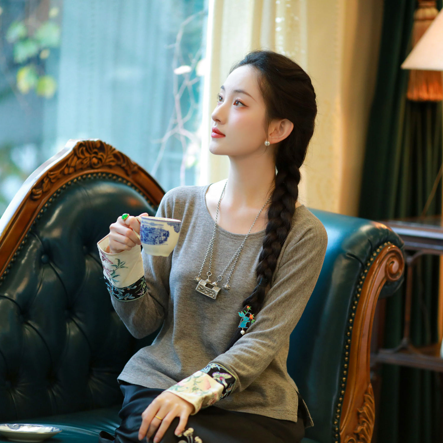 浮韵朝华丨一城风絮丨针织打底衫