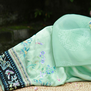 提花重工绣花清新阔腿清汉女长衬裤 桂影秋轩 中式 夏季 一城风絮