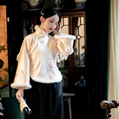 醋酸缎绣花毛条边复古民国风中式 玲珑花束 一城风絮 上衣袄