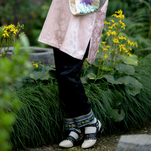 绣花夹棉长裤 浮光曦影 提花缎加厚保暖清汉女中式 新款 2024冬季