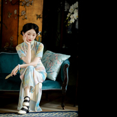 春夏真丝双绉印花复古民国风古法一片式 朝云拂梦 一城风絮 旗袍