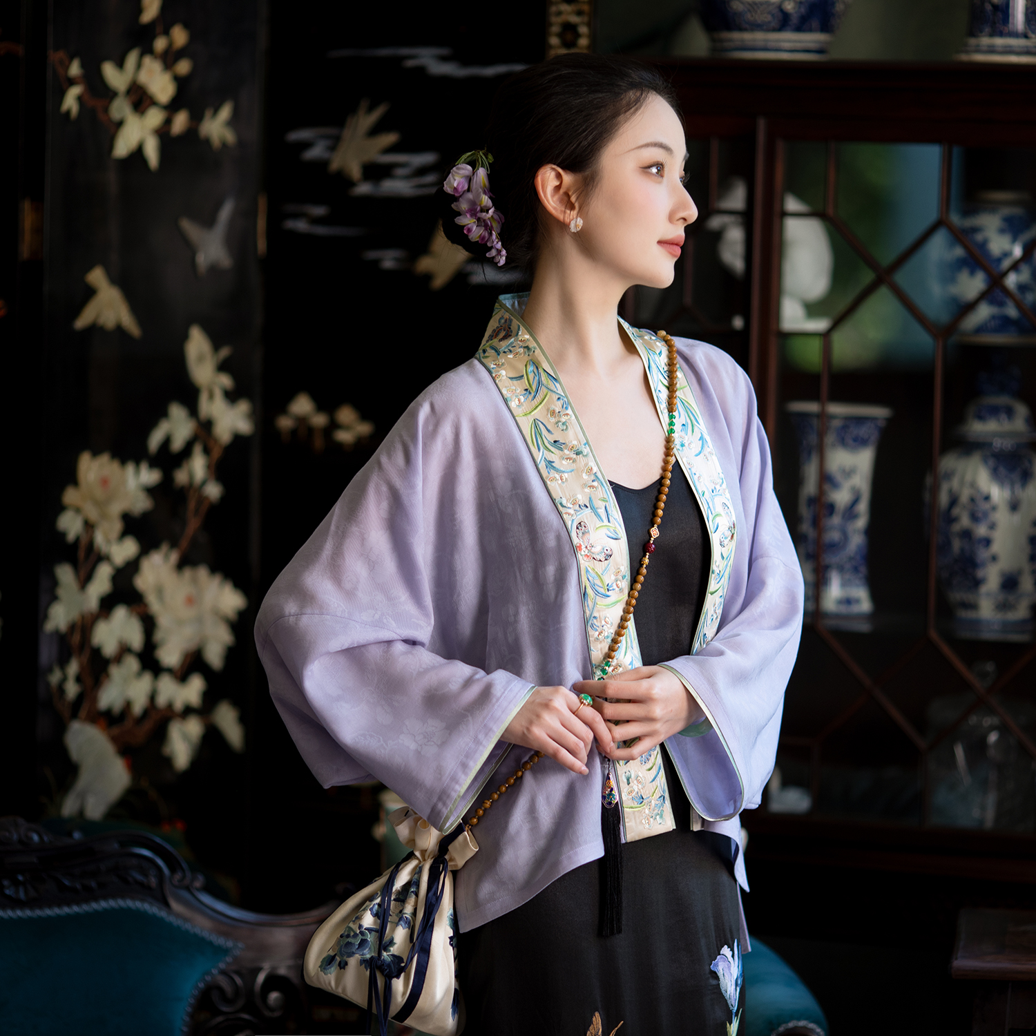 紫蒲摇风丨一城风絮丨汉元素褶衣