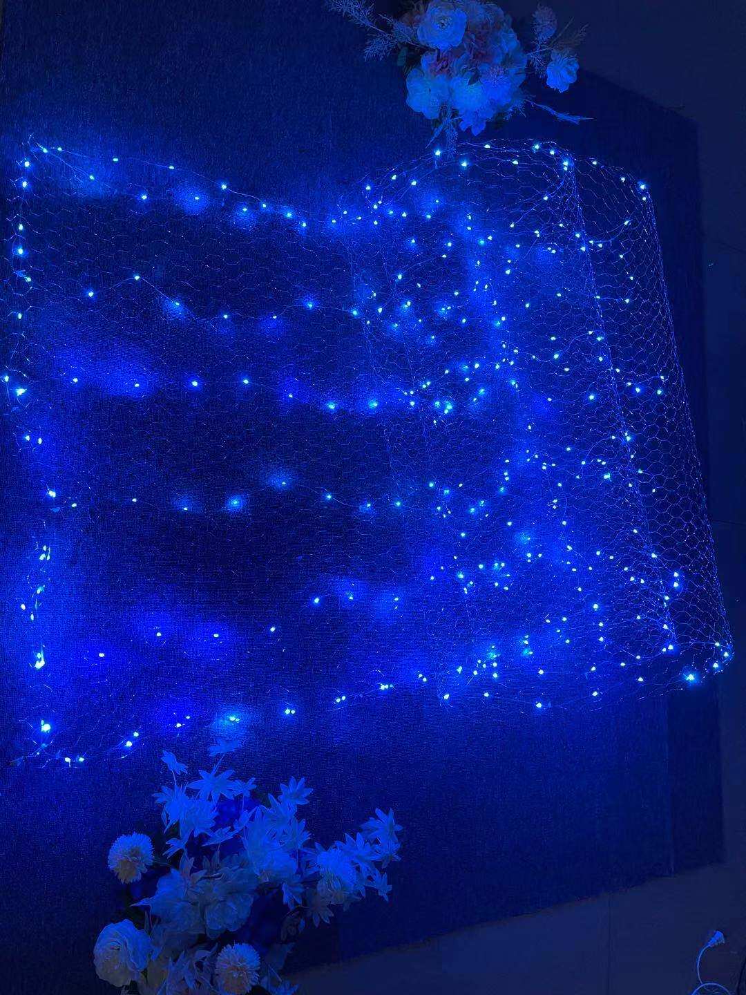 婚庆道具星空造型网发光网灯婚礼堂星空顶布置装饰铜丝星星灯网灯