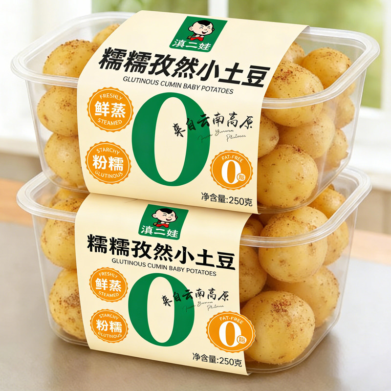 滇二娃糯糯孜然小土豆0脂开袋即食零食小吃软糯健康即食追剧解馋
