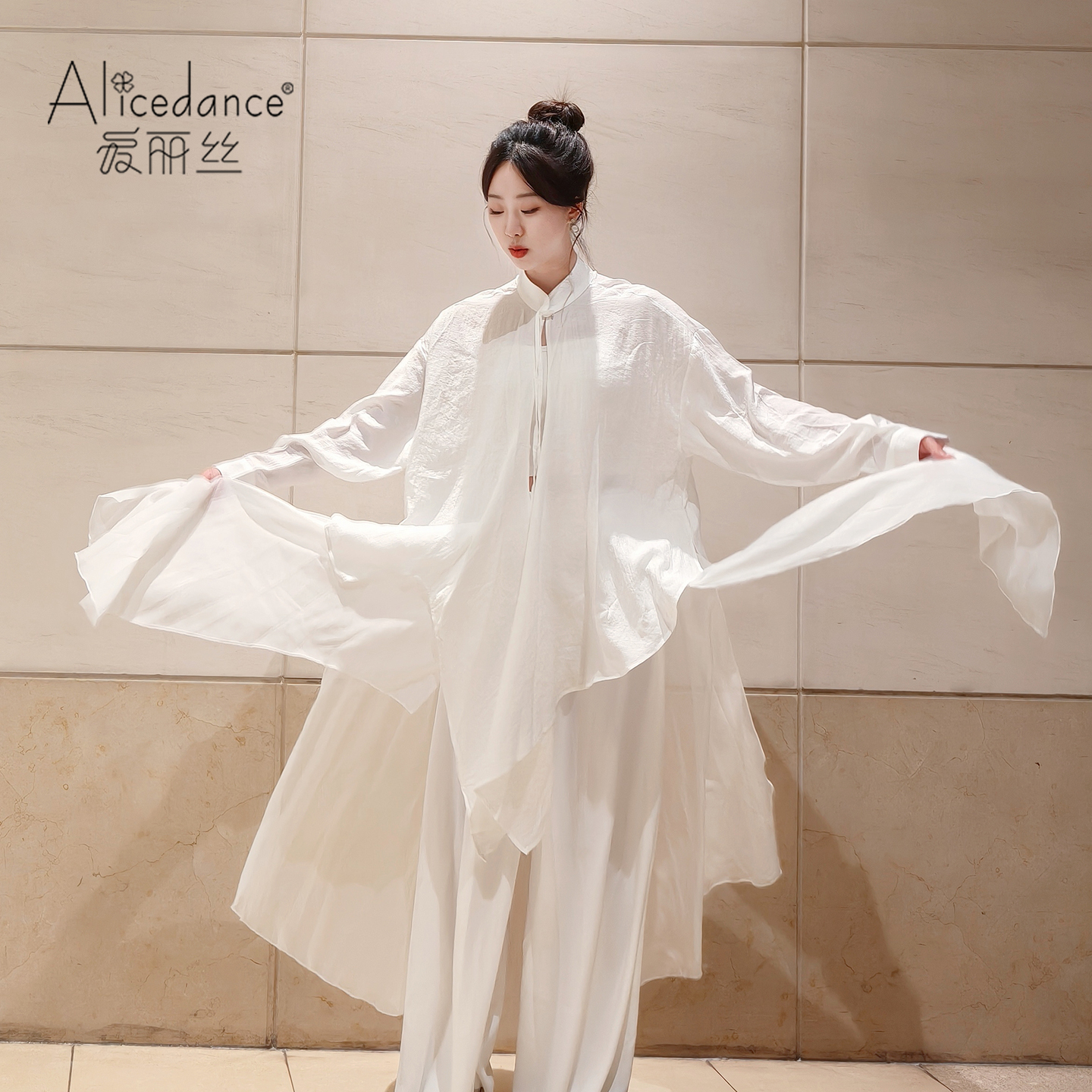 现代舞衬衫飘逸白色舞蹈服套装成人中国舞演出服上衣古典练功舞裙