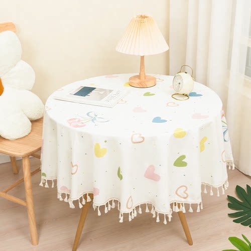 印花圆桌布防尘盖巾布北欧ins风