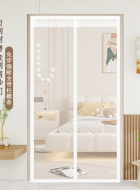 防蚊门帘夏季全磁条磁性白色金刚网纱门纱窗家用通风魔术贴隔断帘