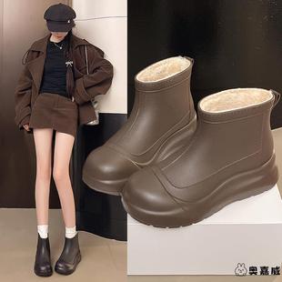 雨鞋女款加棉防滑冬季雨雪天保暖锁温外穿御寒短筒防水鞋厨房水靴