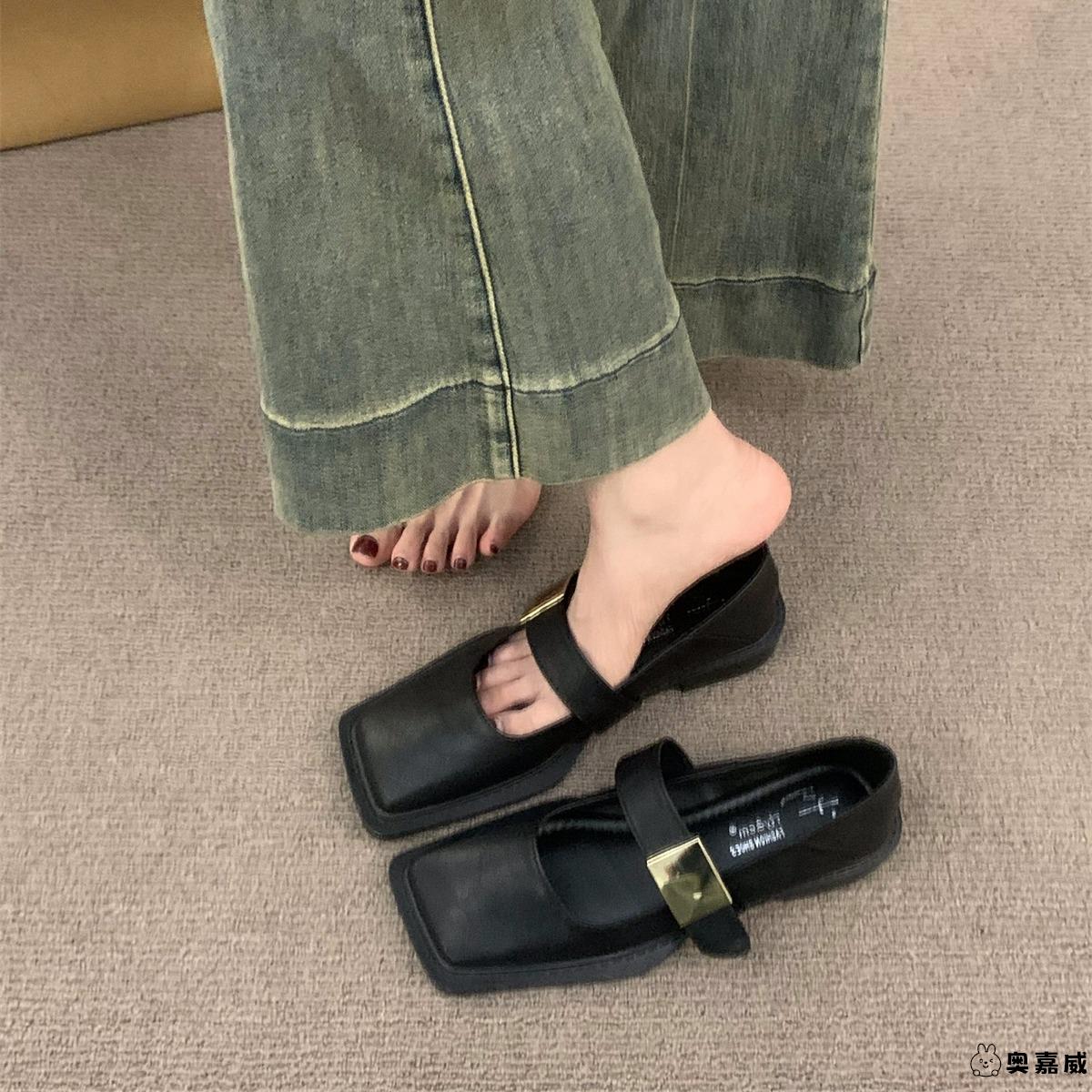 平底黑色玛丽珍小皮鞋女鞋子2025新款春秋季