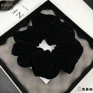 绒布发圈简约黑色粗发绳头花盘发扎发皮筋头绳金丝绒大肠圈女