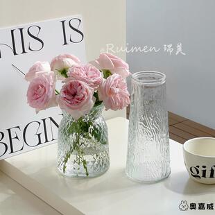 法式简约ins风花瓶玻璃透明水养插花玫瑰百合富贵竹客厅餐桌摆件