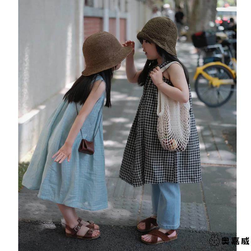 韩版女童连衣裙2025秋季儿童小清新拼色格子棉麻背心裙宝宝长裙,童装/婴儿装/亲子装,连衣裙,淘宝优惠券,粉丝福利购,淘宝优惠卷