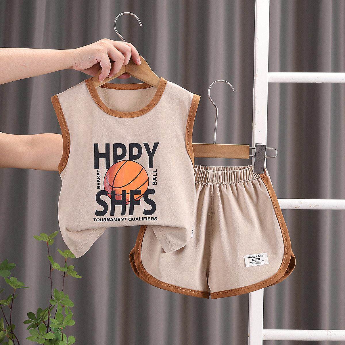 男童无袖背心运动套装套装2026夏季新款无袖儿童背心套装女童薄款