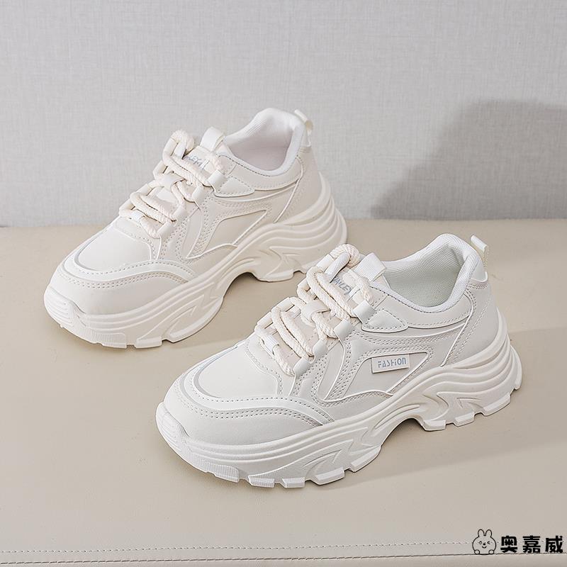 厚底老爹鞋女2025新款夏季显脚小白鞋内增高爆款百搭休闲运动鞋子
