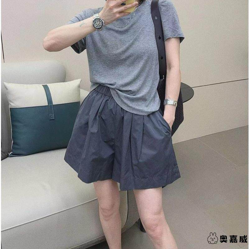 2025年秋季新款花苞短裤女薄款宽松休闲阔腿裤大码胖mm松紧腰热裤
