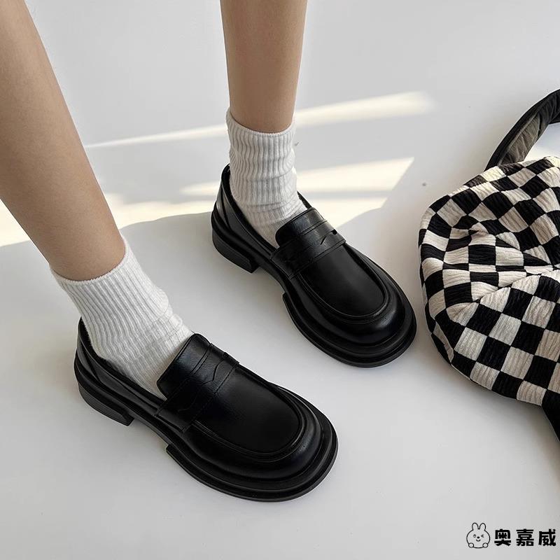 乐福鞋女2025新款复古英伦风小皮鞋夏季日系大头一脚蹬法式单鞋