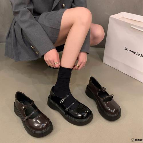 厚底黑色玛丽珍单鞋女鞋子2025新款春秋冬季