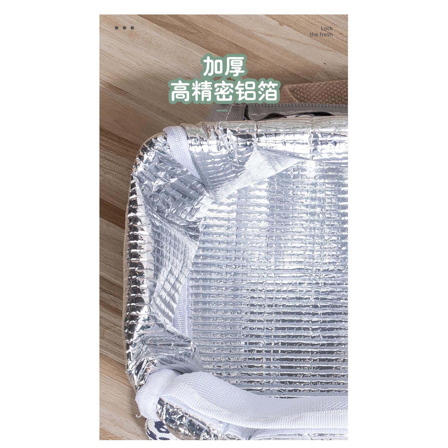 加厚保温妈咪饭盒袋日本进口上班族帆布手提袋铝箔袋大容量便当包