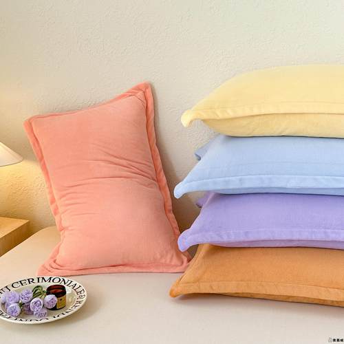 纯色牛奶绒枕套单只珊瑚绒儿童学生48cmx74c