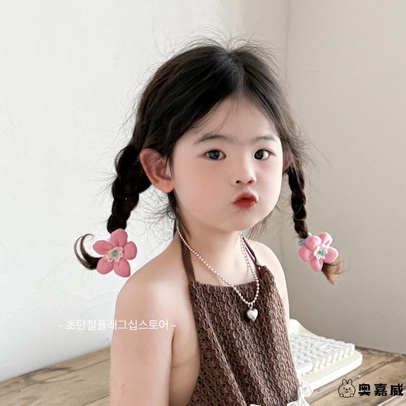 可爱粉色花朵小女孩扎发皮筋新款儿童头饰女童发圈韩范高级感头绳