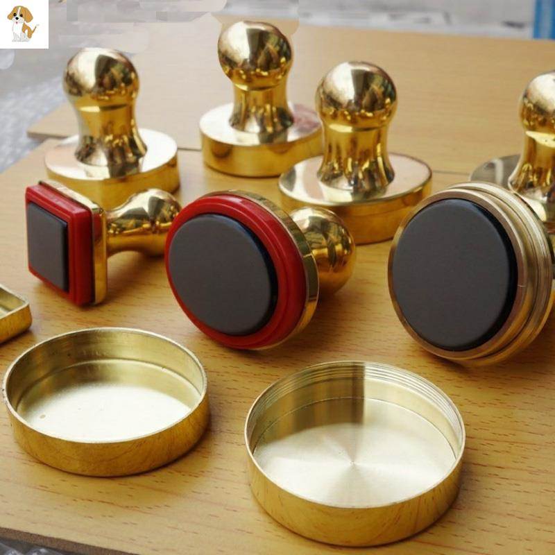 垫+外壳金属光敏章材料铜印章储墨铜章圆章边章壳印章纯铜礼品印章材印章私人藏画