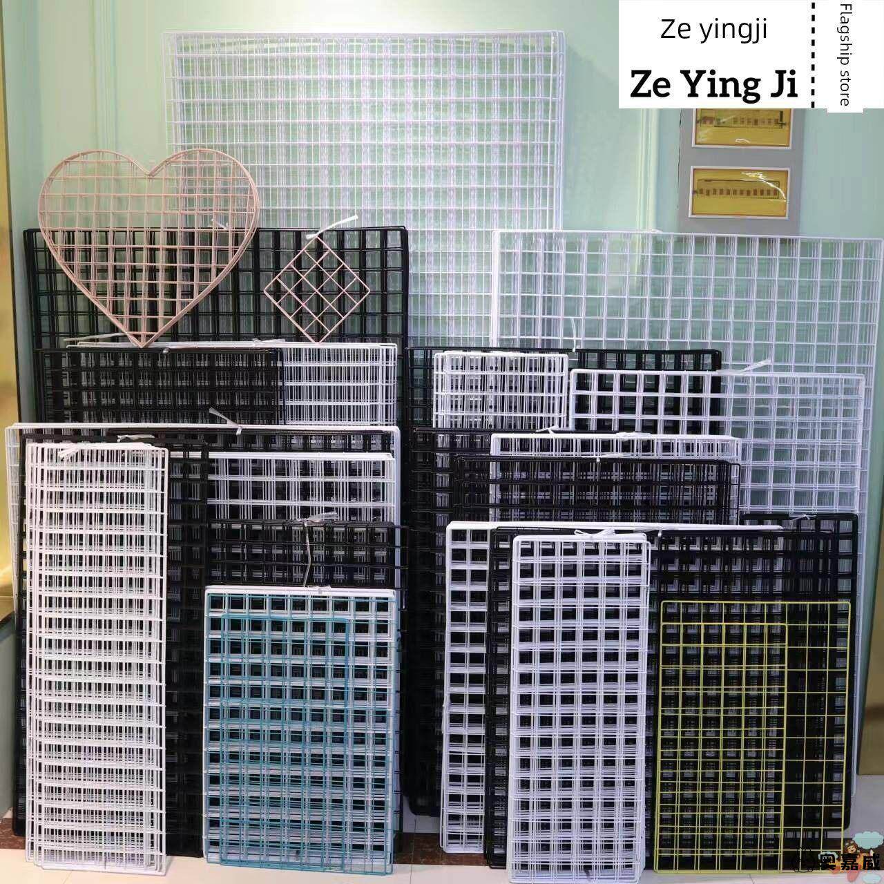 黑色铁网格置物架网片挂货网格架铁丝网挂墙铁艺照片墙装饰货架粗