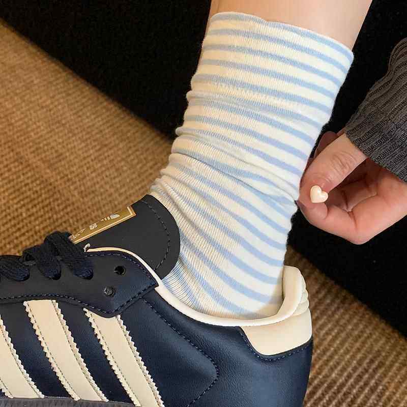 条纹袜子女防臭防脚气抗菌中筒袜纯棉糖果色春秋长袜百搭透气女袜