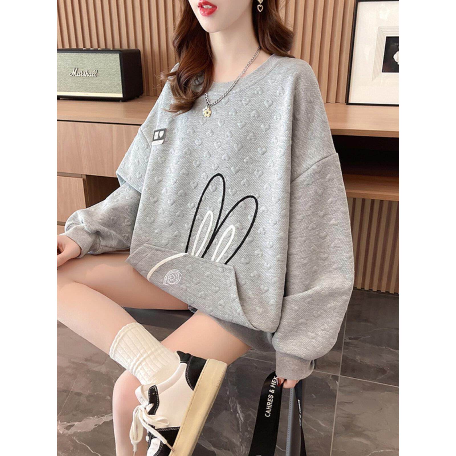 春夏薄款透气孕妇卫衣大码春秋款长袖T恤上衣女韩版时尚宽松减龄