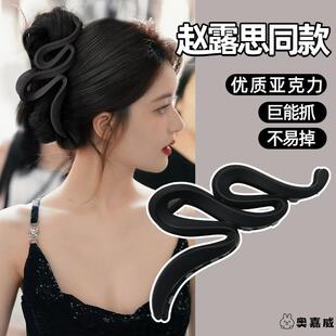 抓夹大号发量多鲨鱼夹盘发发夹女后脑勺厚头发黑色塑料新款鲨鱼夹