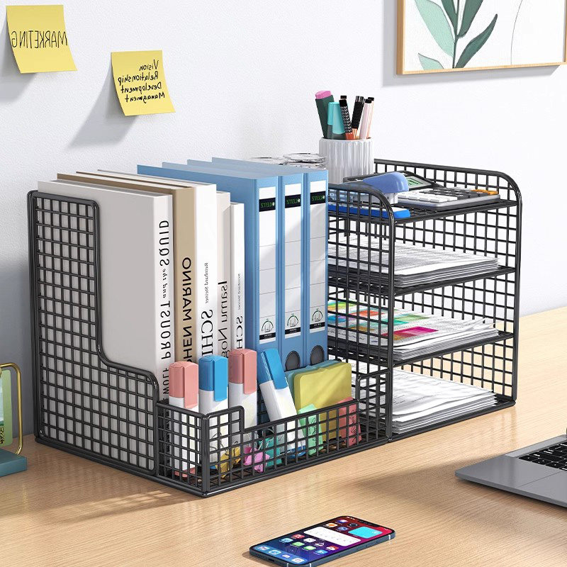 파일 수납 선반 책상 파일 수납 상자 폴더 수납 선반 사무용품 파일 선반 사무실 데스크탑 파일 프레임 다층 대용량 책장 선반 A4 용지 데이터 수납 선반