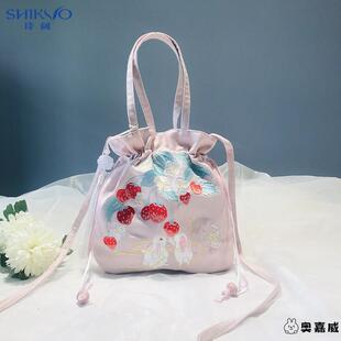 汉服搭配包包古风中国风刺绣苏绣抽绳小儿童手提斜跨汉元素新中式