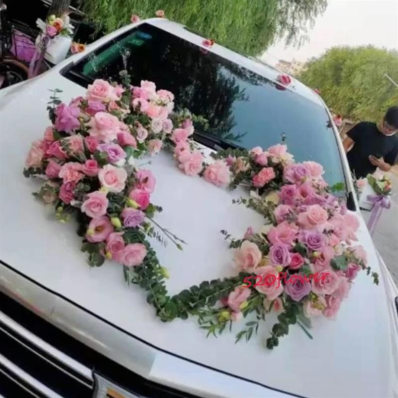新品福州鲜花店同城婚车装饰布置订婚礼爱情心型花车主车上门服务
